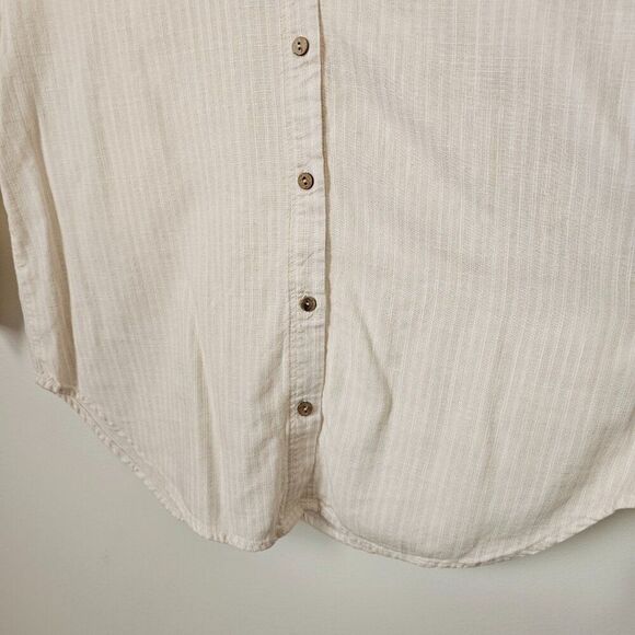 EUC BLU PEPPER PINSTRIPE LINEN BLEND BUTTON DOWN SHIRT TOP SIZE M - Picture 6 of 13